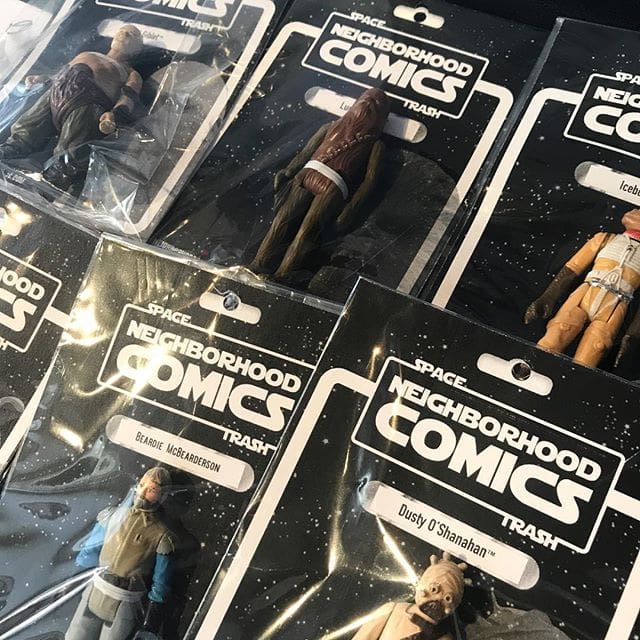 Space Trash! We’ve got a broad assortment of well played with Star Wars action figures all carded up and ready for new forever homes. Looking for someone in particular? Let us know! Or, make it fun and ask for a random figure. Lumpy’s Dad, Colt Jackson, Esq and Mystery Pete now shipping