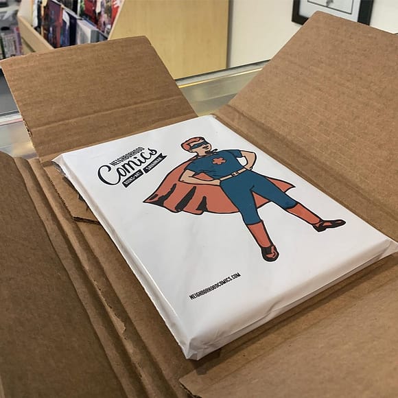 We ship it! You can purchase from our website or in store and have comics mailed anywhere in the world. Perfect for camp care packages, birthday gifts or no reason at all!