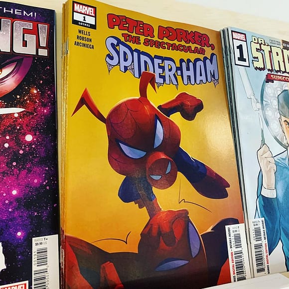 Peter Porker is back with his own comic! The savior of the Spider-verse just isn’t feeling challenged fighting alongside the ScAvengers. Lucky for us, a portal to a new adventure has opened! Check out #1 in stock now.
