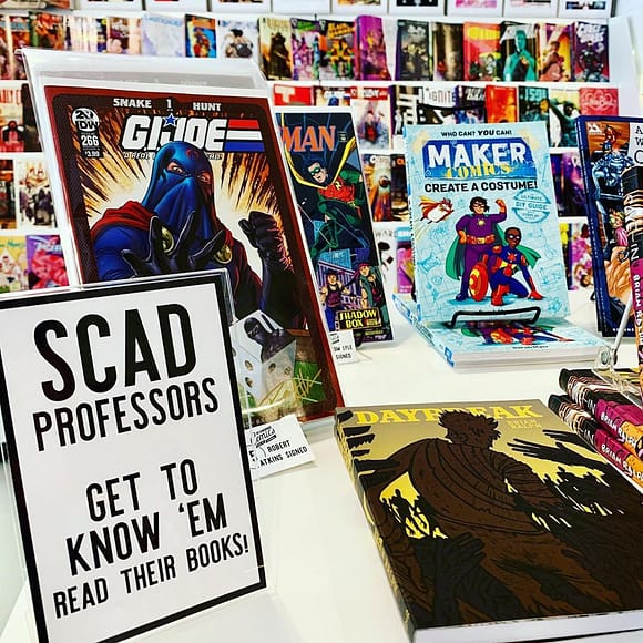 Welcome back! Stop in to pick up books by your professors! We’ve got comics by @professorbrianralph, @robertatkinsart, @sarahemyer and more! We also have comic art boards, sketchbooks, pencils and brush pens.  @scadseqa