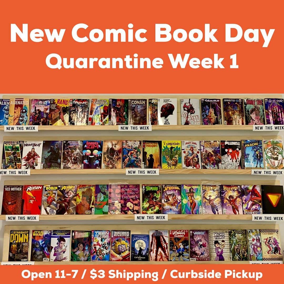 Quarantine or not, new comics roll on! Subscribers, check your email for all of your pickup options. Open 11-7 tomorrow for all your comic buying needs. Highlights include 1 (with a sweet @chip_kidd cover), the new graphic novel by @myraclegirl and the 80th anniversary one-shot
